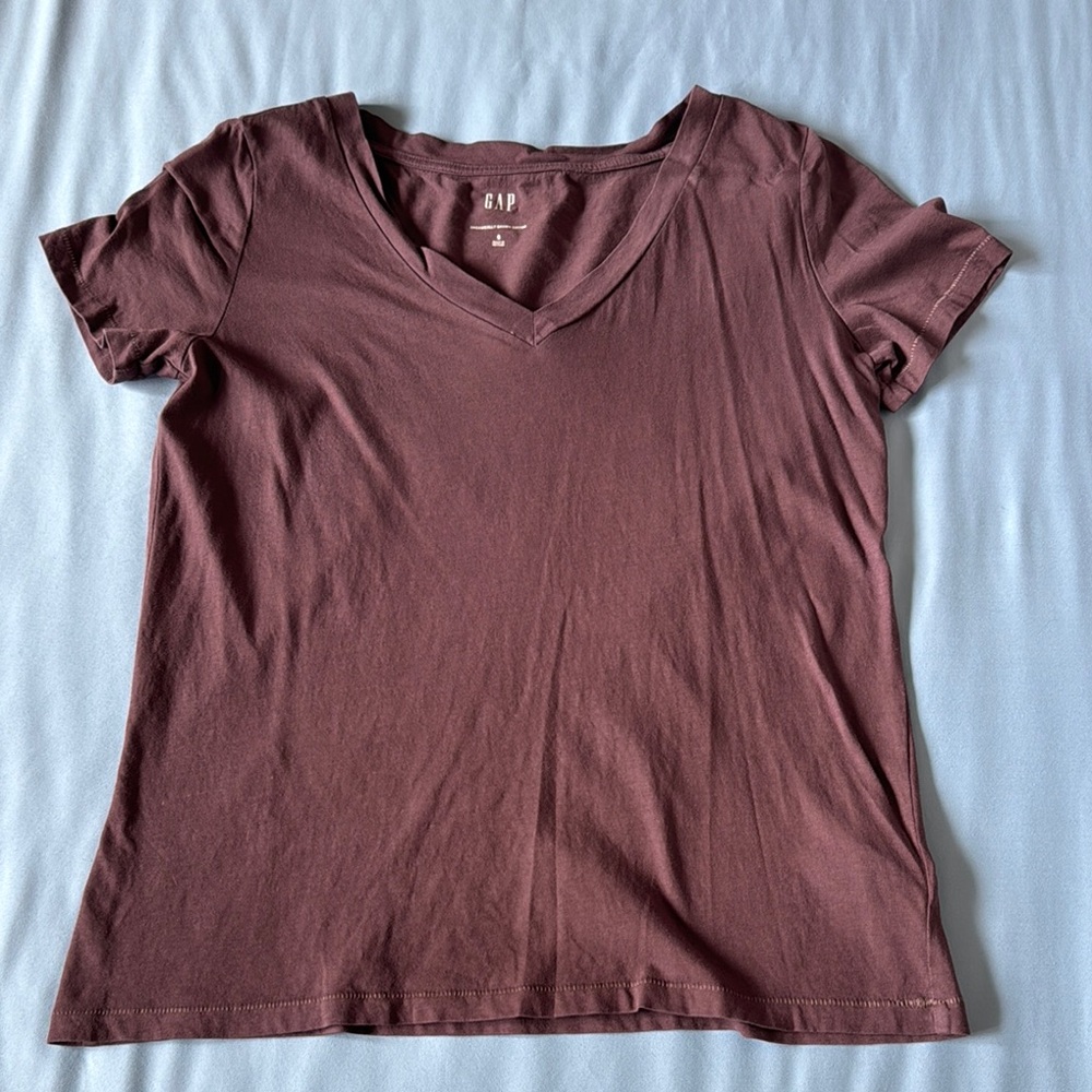GAP Pink Brown Fitted Short Sleeve T-Shirt